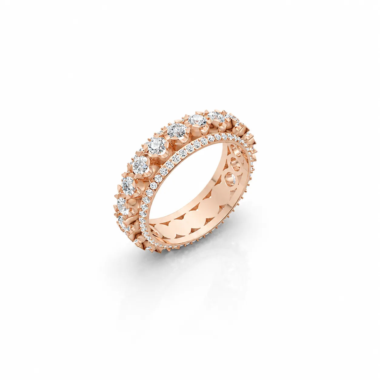 Luxury rose gold eternity ring with round-cut stones
