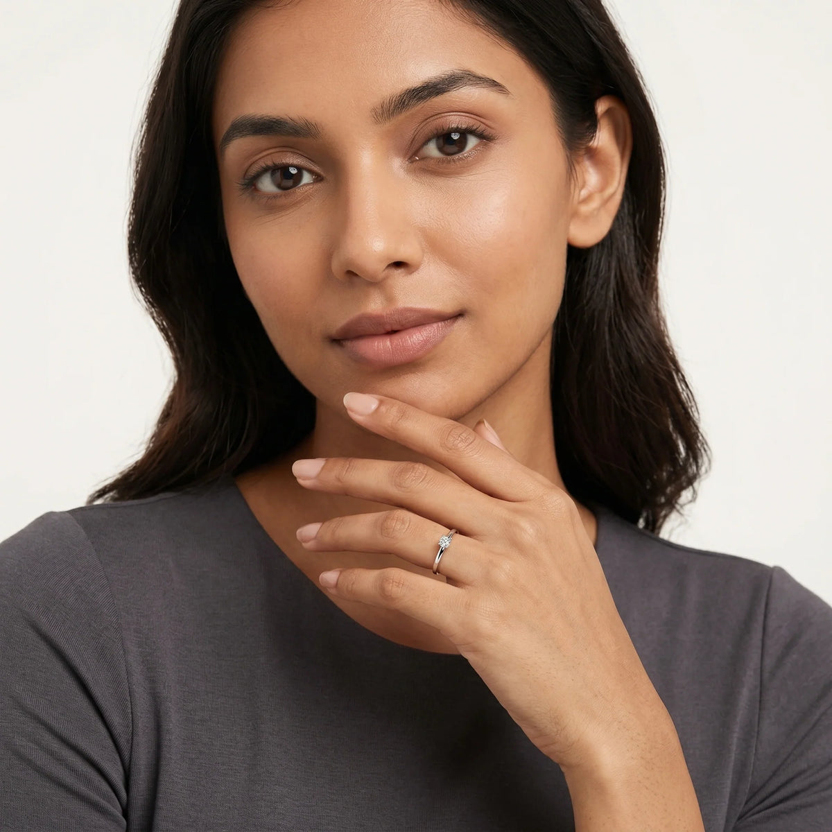 Round Cut Rose Gold Solitaire Ring in 925 Silver - view 4