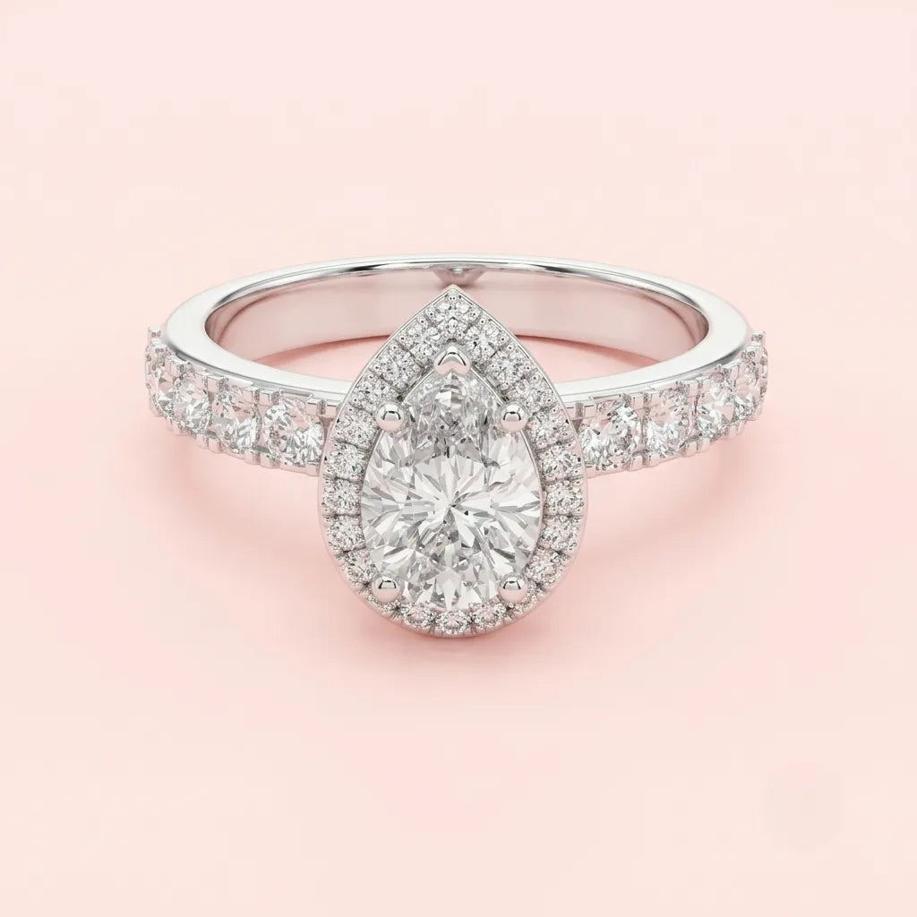 Serene Teardrop Pavé Ring in 925 Silver for women by ORYNIO