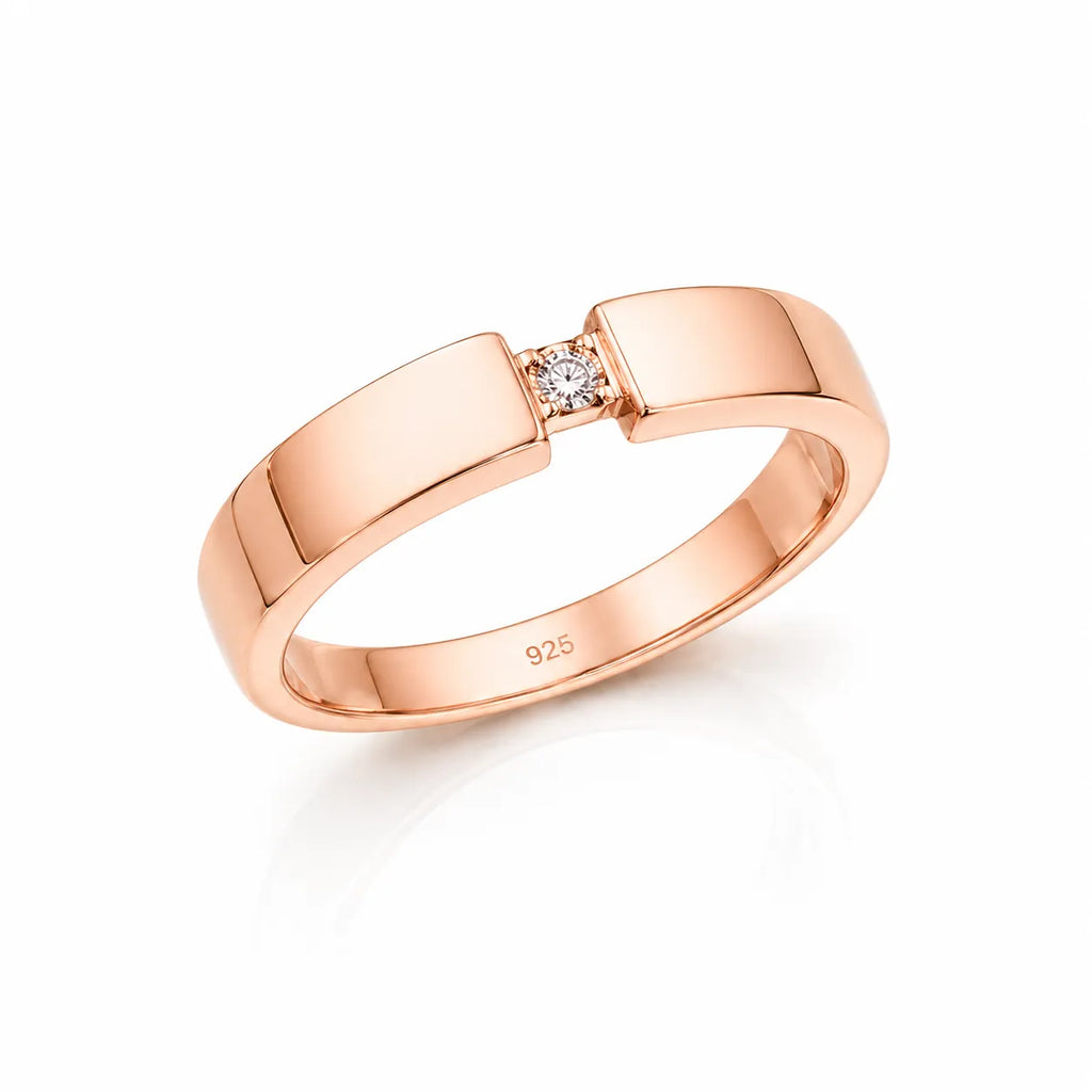 Minimal Couple Diamond Band Ring