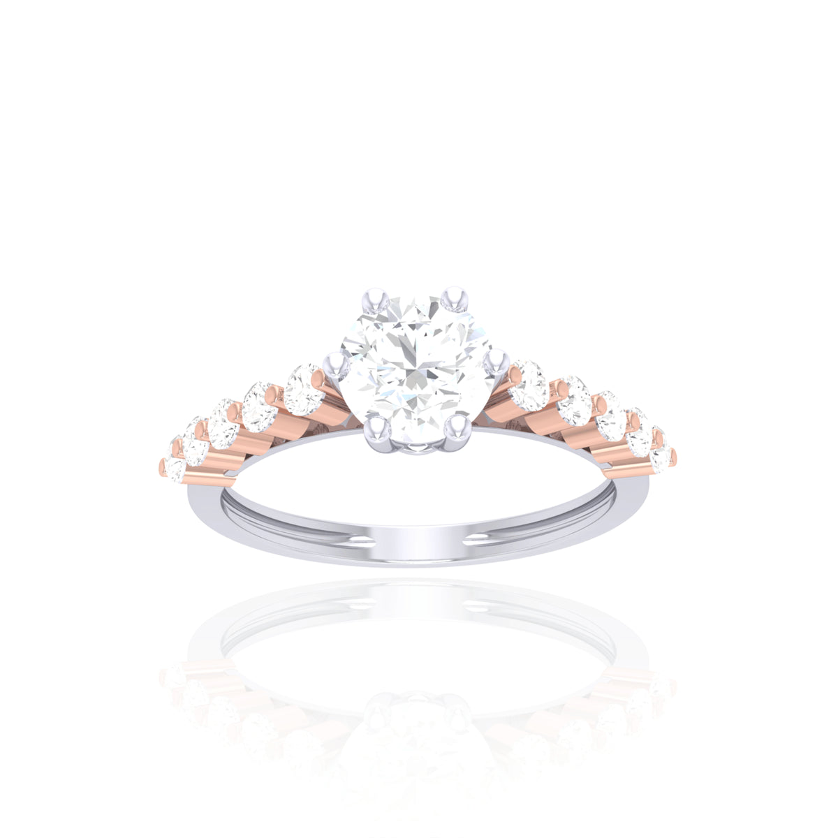Two-Tone Solitaire Ring in 925 Silver for women by ORYNIO
