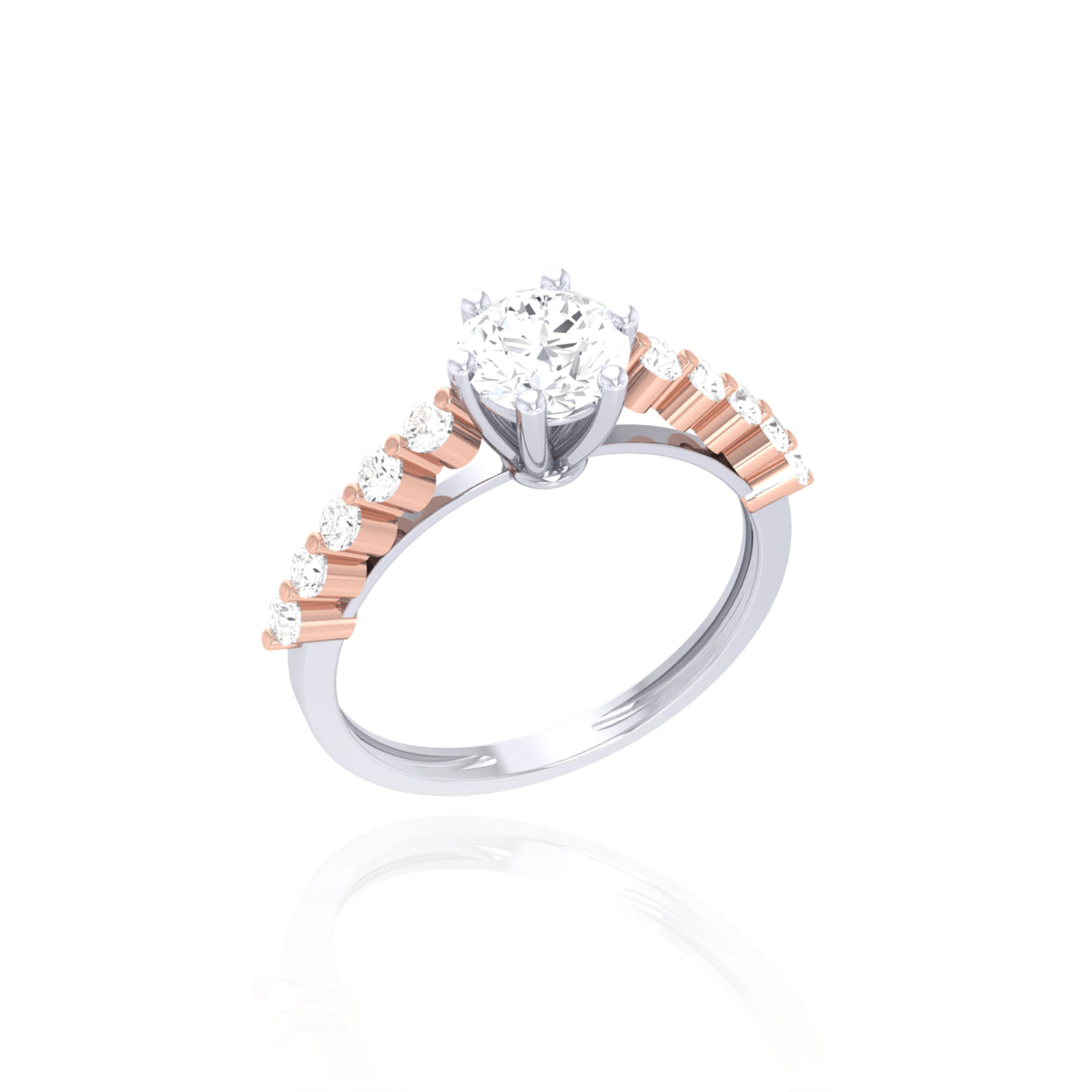 Two-Tone Solitaire Ring in 925 Silver - view 2