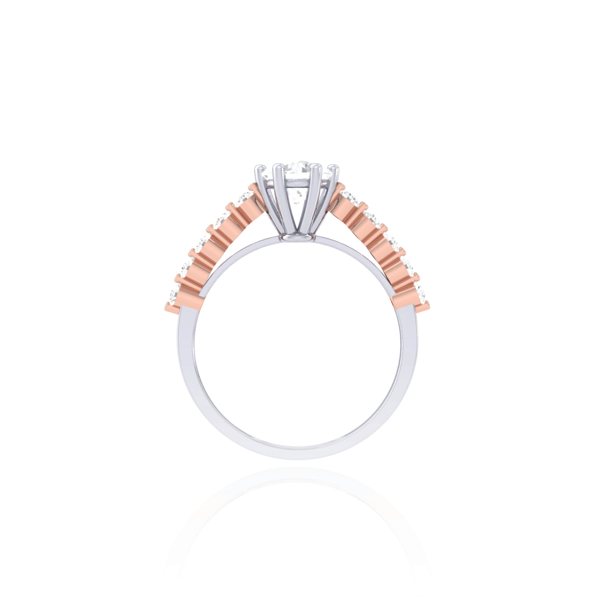 Two-Tone Solitaire Ring in 925 Silver - view 3
