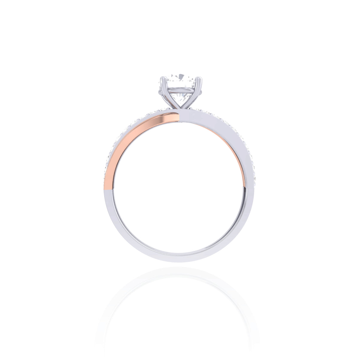 Two-Tone Solitaire Ring in 925 Silver, Design 3 - view 3