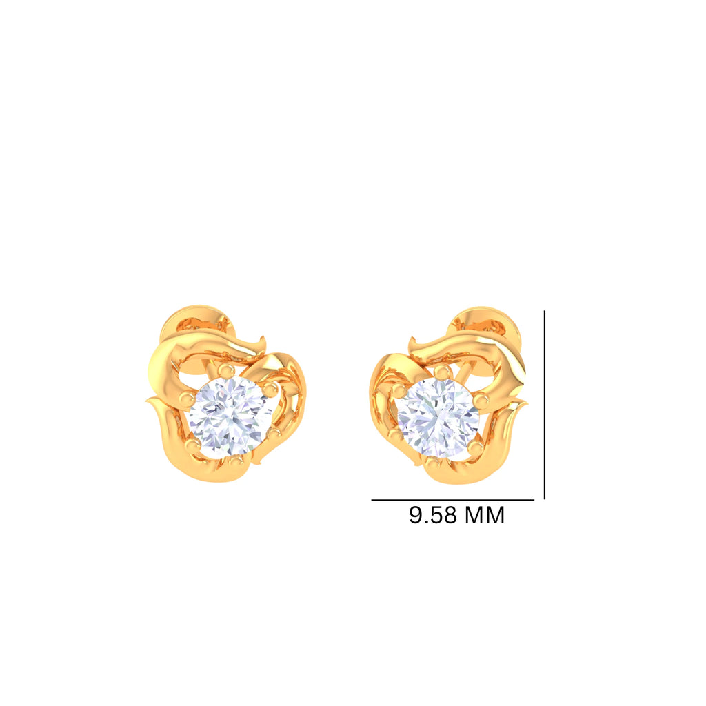 Elegant Golden Diamond Stud Earrings - Perfect for All Occasions