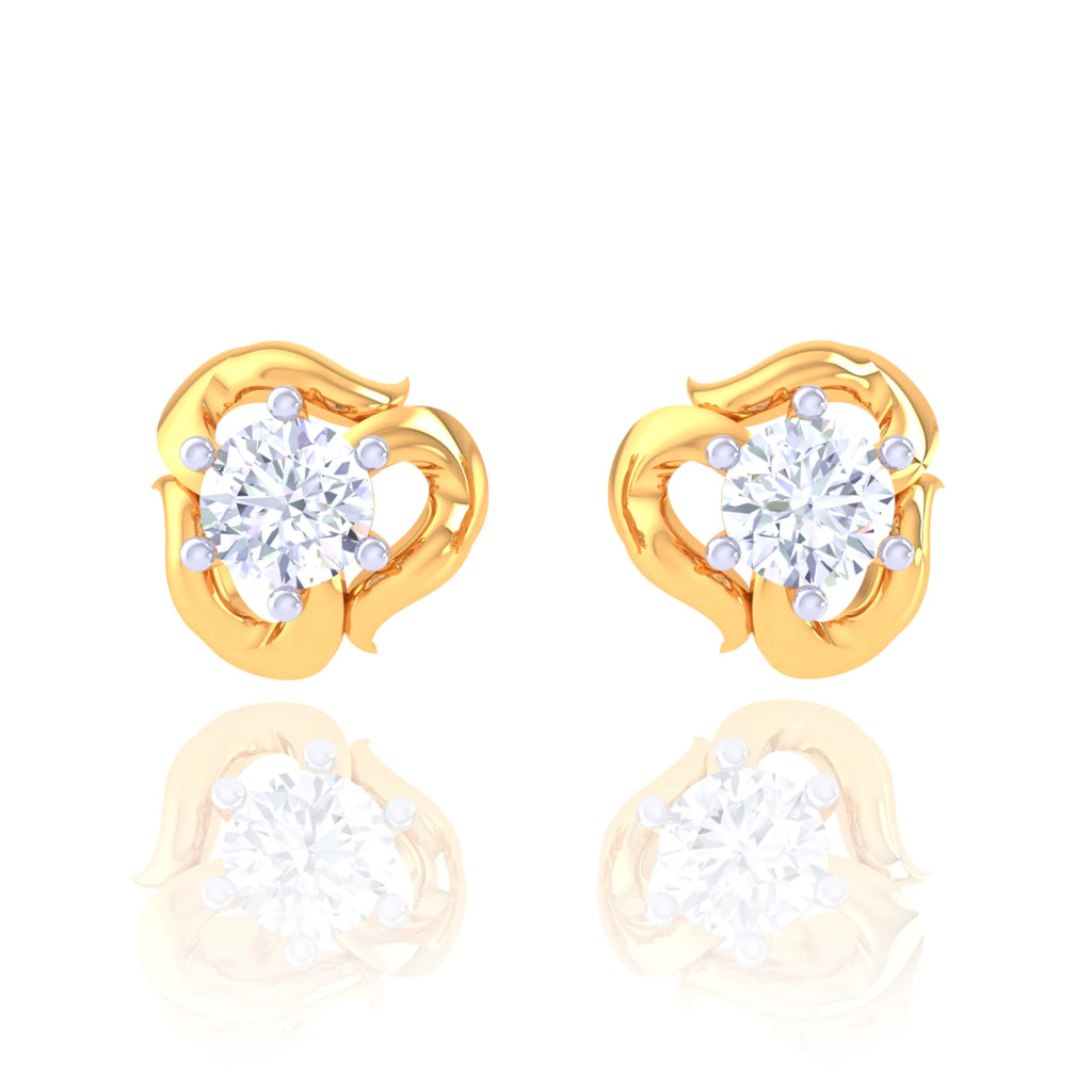 Elegant Golden Diamond Stud Earrings - Perfect for All Occasions