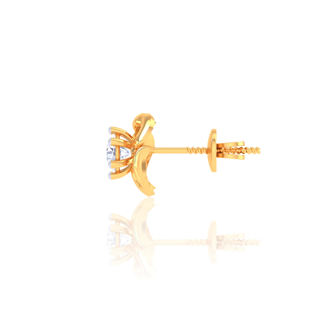 Elegant Golden Diamond Stud Earrings - Perfect for All Occasions